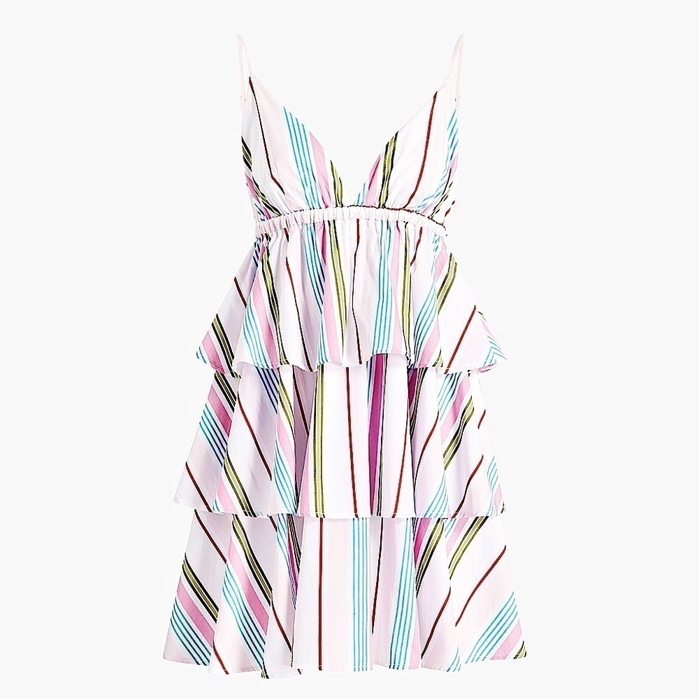 NWT HILL HOUSE Rainbow Stripe Sleeveless Ruffle Tiered Babydoll Gigi Dress XXL - Picture 5 of 7